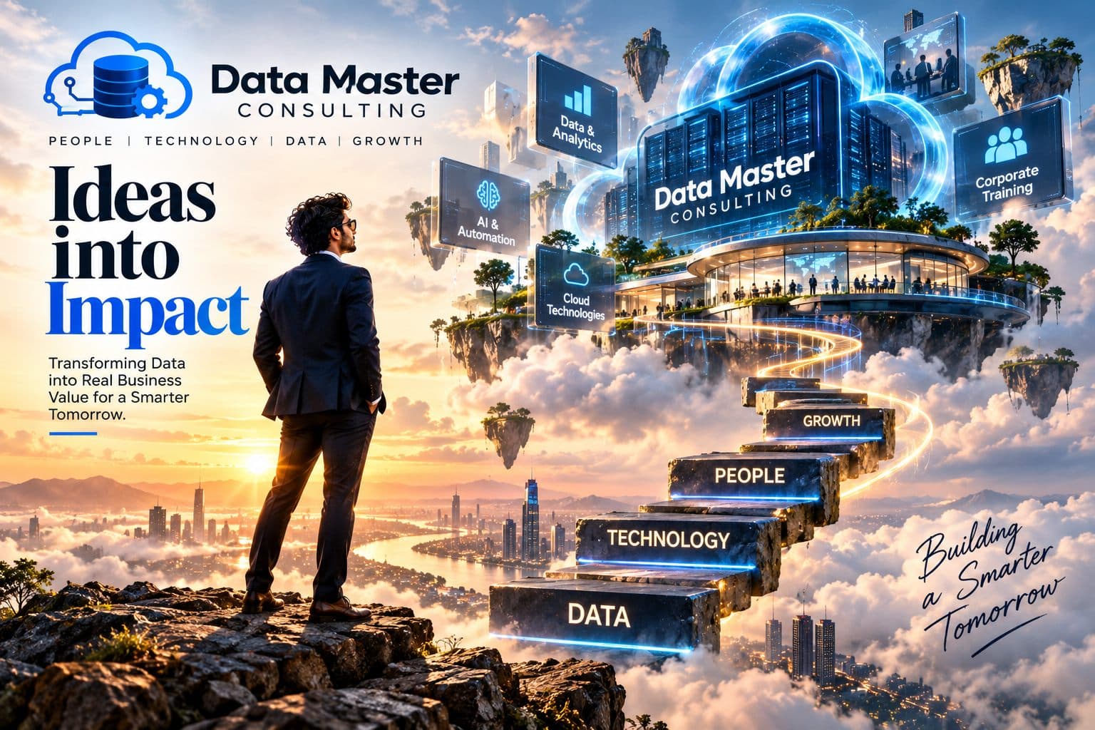 Data Master Consulting “Ideas into Impact” campaign poster