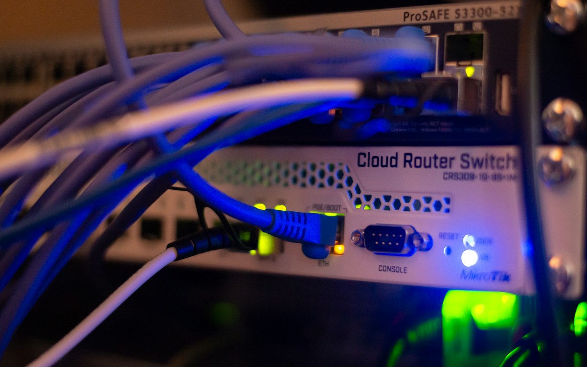 Close-up of network and server infrastructure