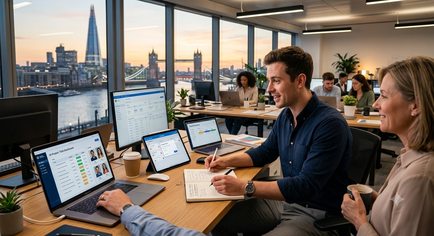 A financial services team at work